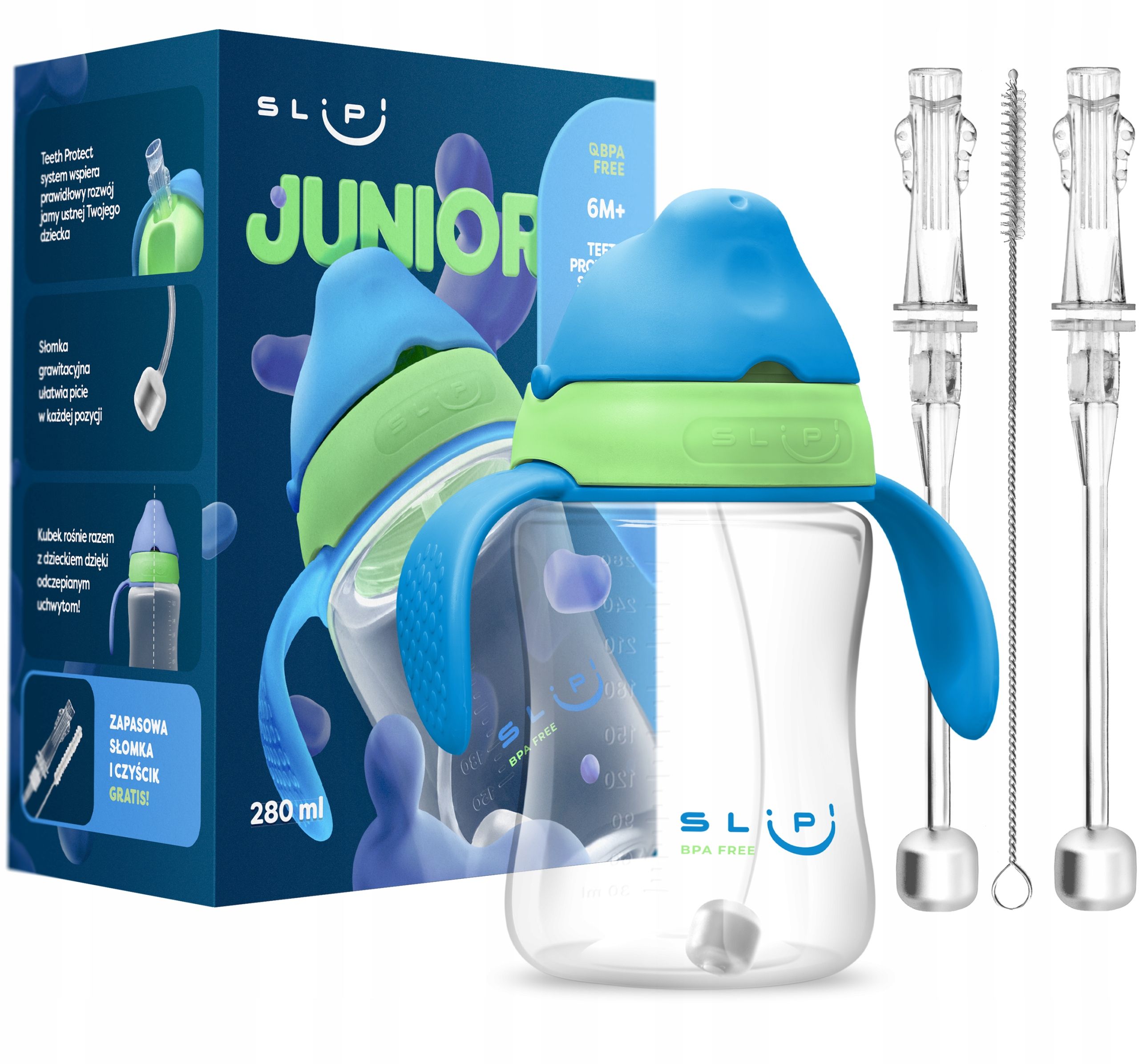  Slipi queen | trinkbrunnen trinkflasche mit strohhalm mit einem gewicht für wasser für kinder 280ml 6m