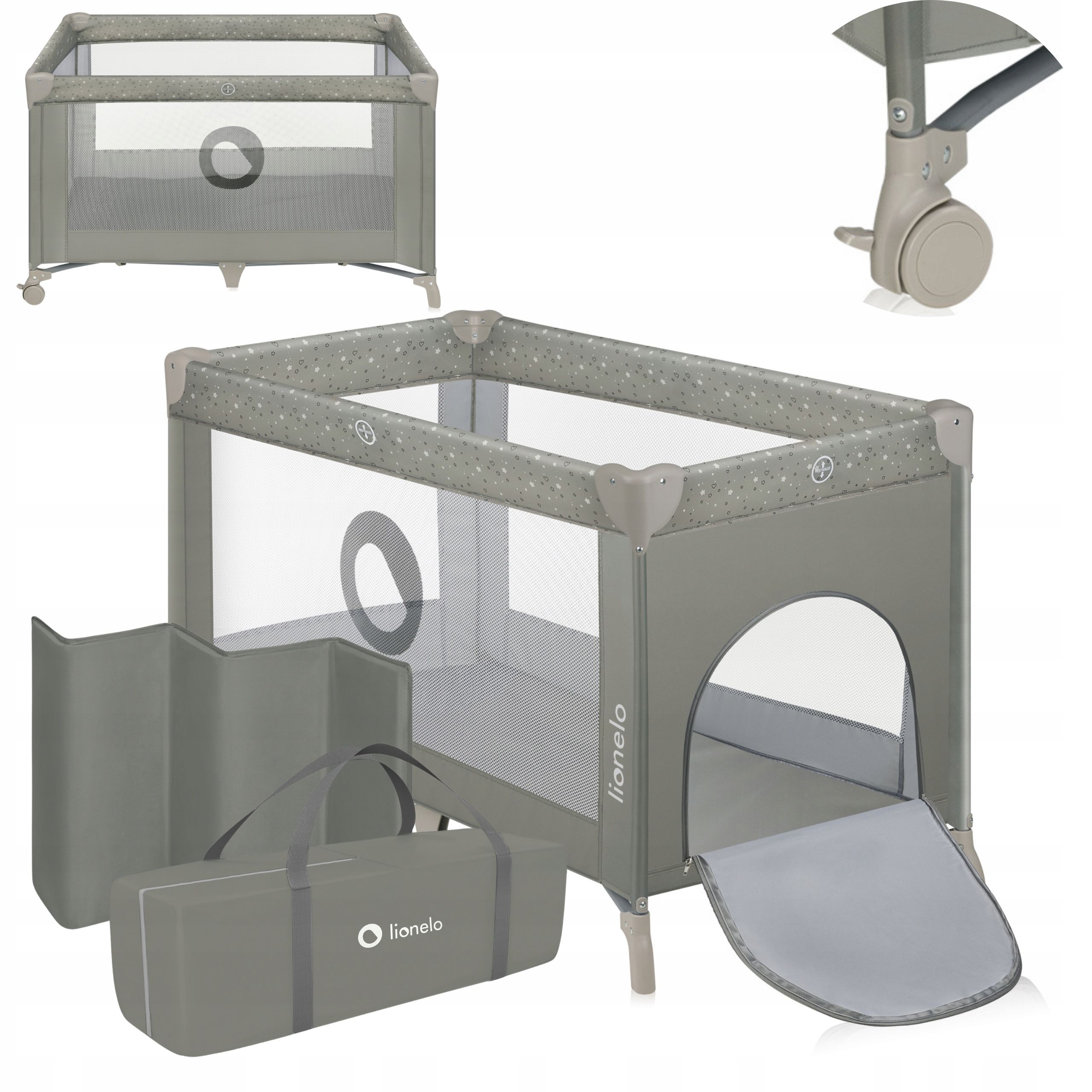  Lionelo kelioninė lovytė stefi grey concrete multicolor