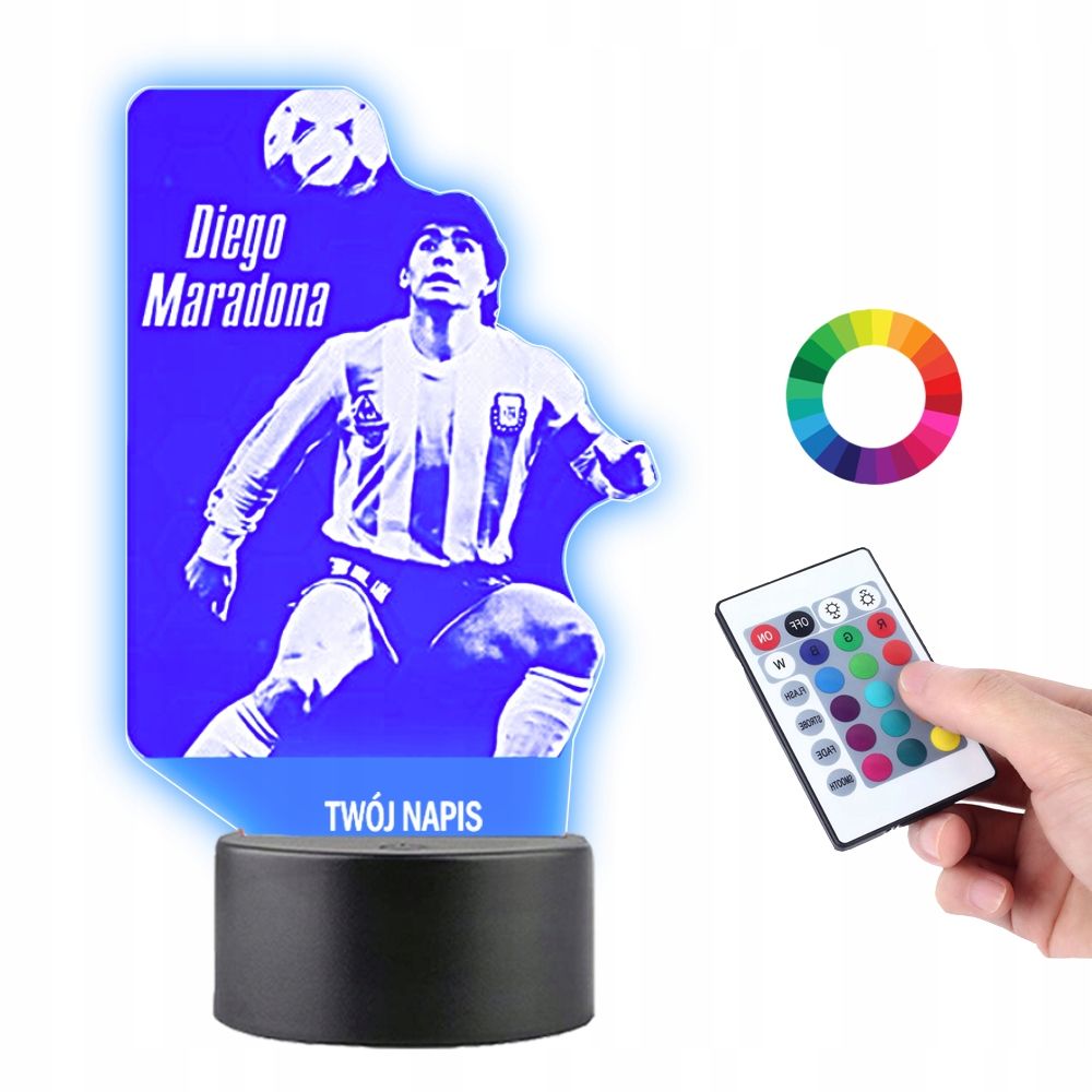  Lemputė ant stiklo lionel messi 3d led rgb + valdymo pultelis 16 spalva