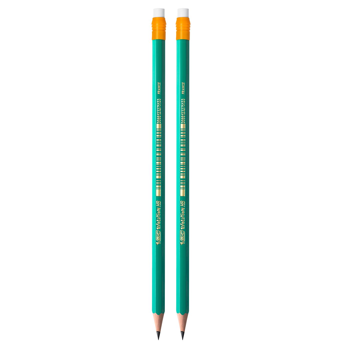  6 pcs. x pencil bic evolution original hb/2 from resin bezdrzewnej