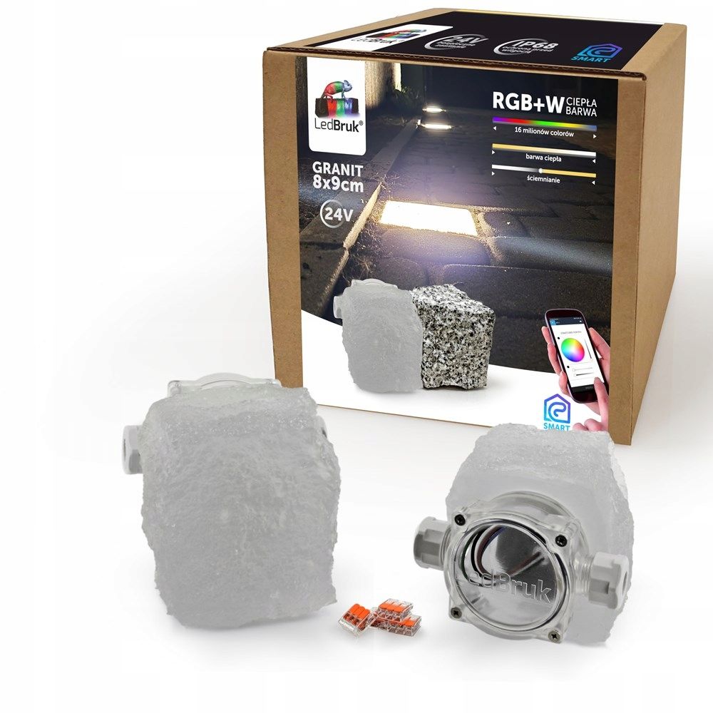  4x led šviečiančios trinkelės ledbruk 24v granitas rgbw bc