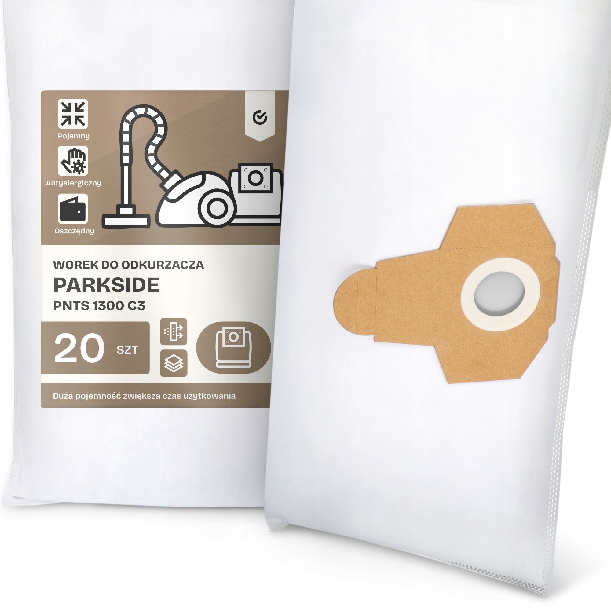  2x bag for a vacuum cleaner parkside pnts 1300 c3 synthetic textiles bags g9