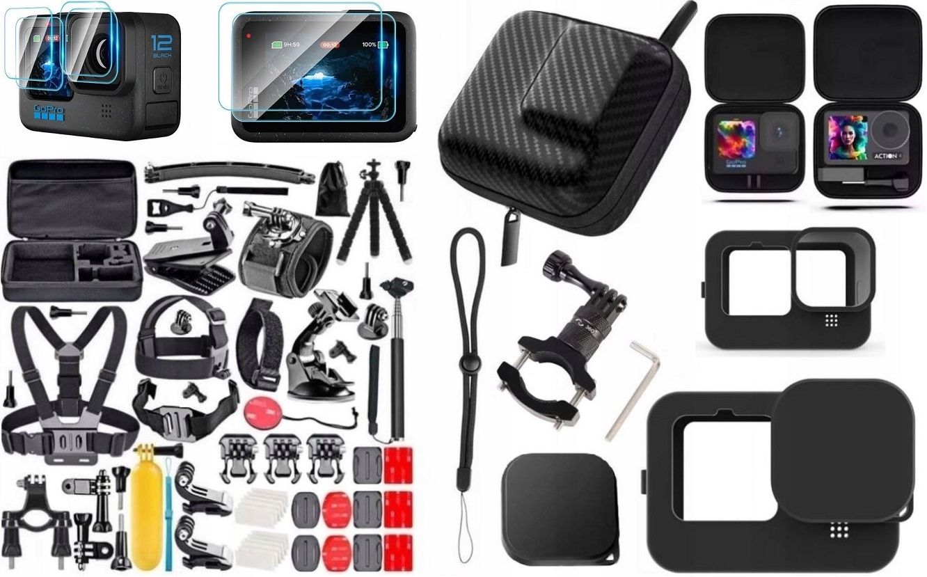  Niezrownany set xxxx-l gopro 13-8 dji osmo action + glass x6 + case pro