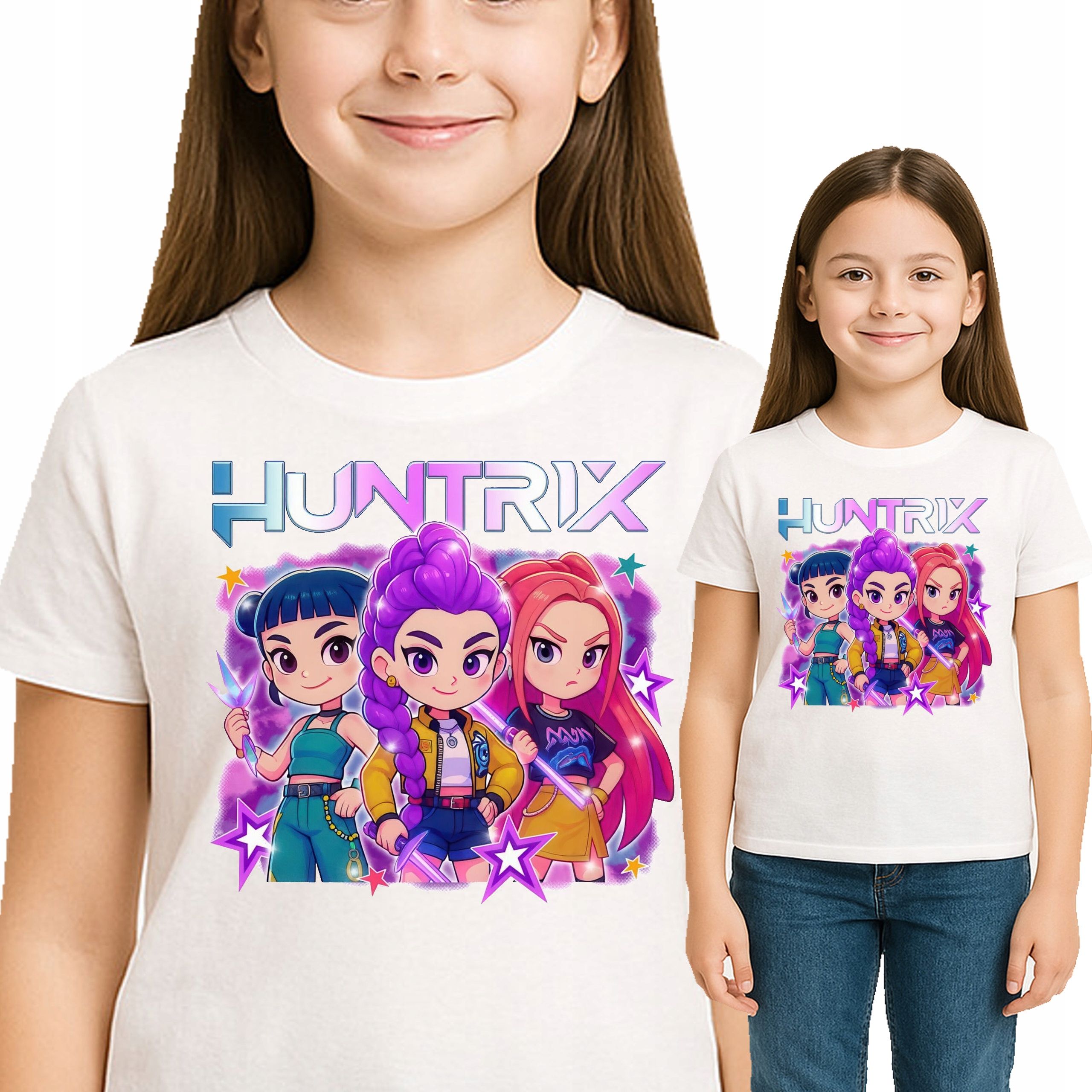  T-shirt huntrix hunters k-pop demon anime qualität premium 140 3524 schwarze farbe