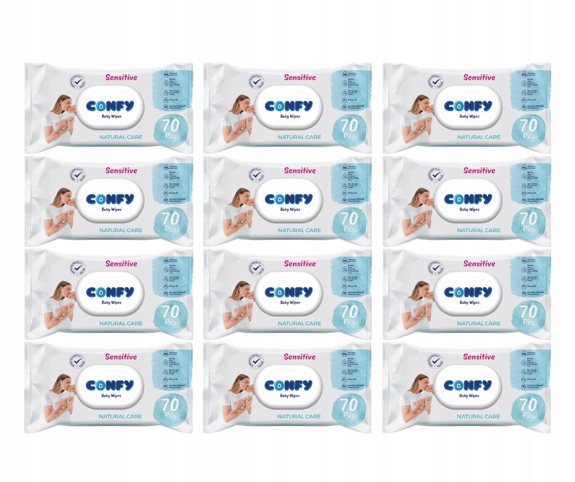  Feuchttücher confy sensitive 99% water mit clip 12 x 70 aqua wipes