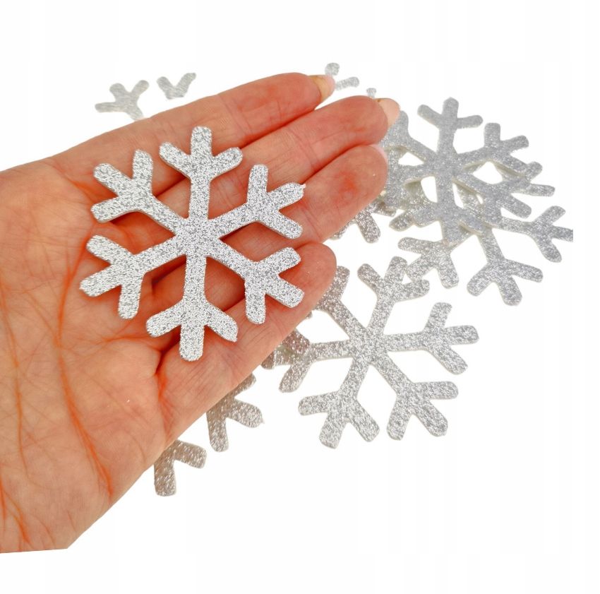  Schneeflocken schnee glänzend silber glitzer schaum 5cm 12 stk. weihnachtsbaumspielzeug zur krone