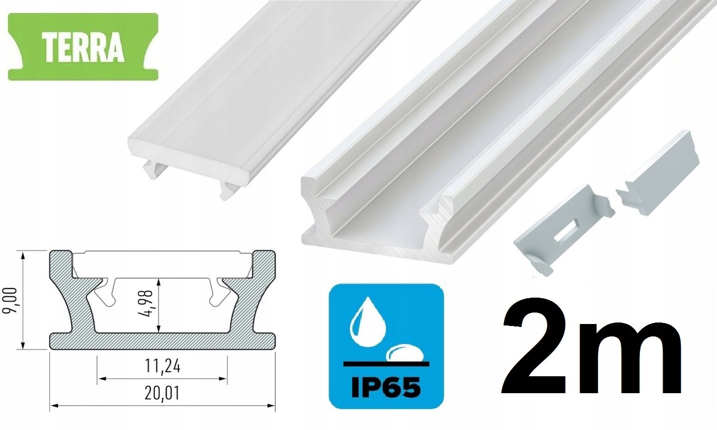  Profils led ūdensizturīgs ip65 ip67 terra sudrabs 2m