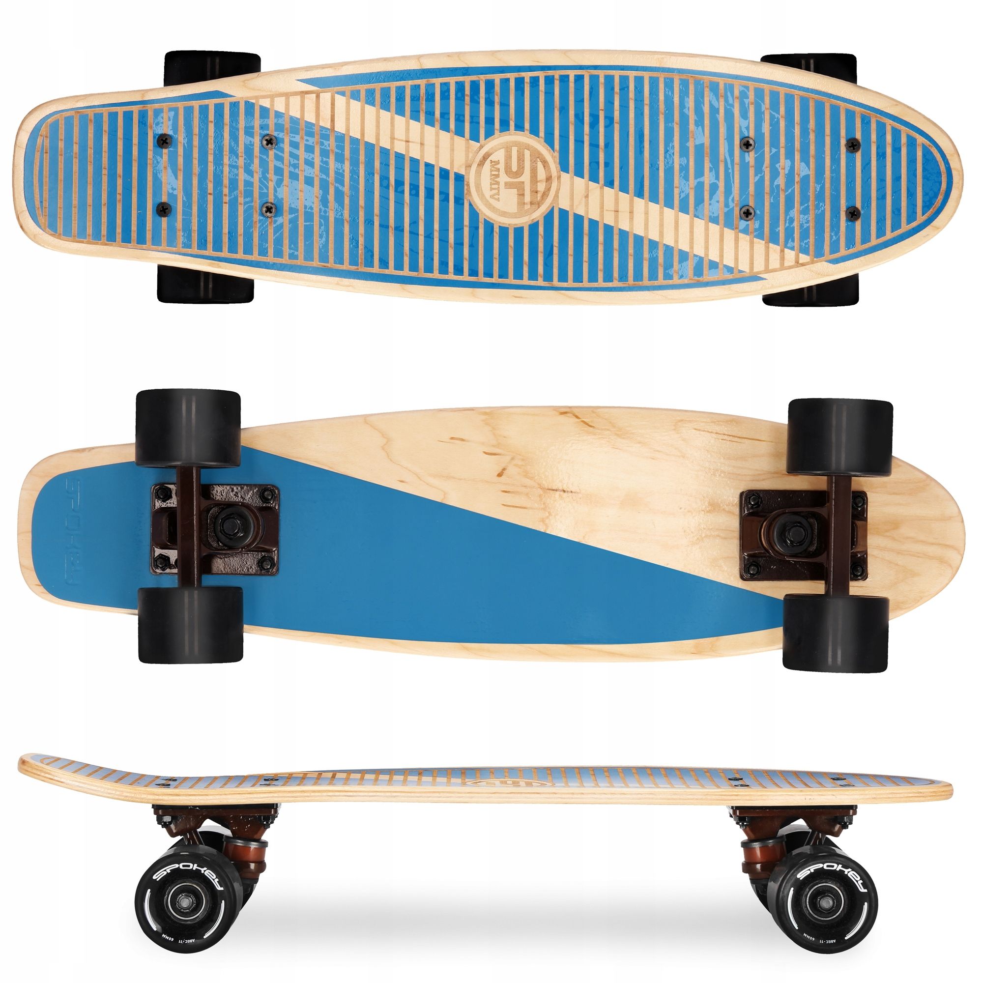  Skateboard drevený retro pre deti mladosť spokey woo-fish