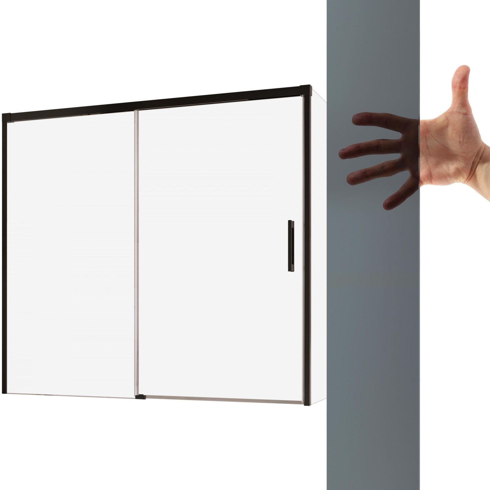  Badezimmerwand glas schwarz 140x80 l graphitfarbe + reinigungsschaum dämmerung