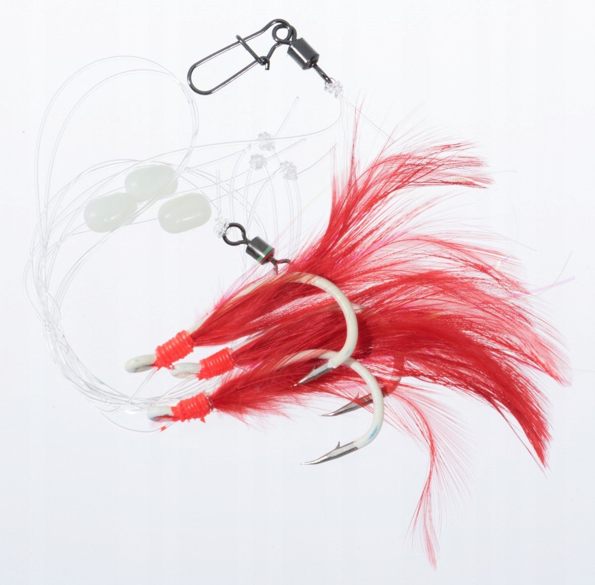  Jūrinis rinkinys menkės sistemėlė jaxon white / red 5,5cm 140cm žvejybos