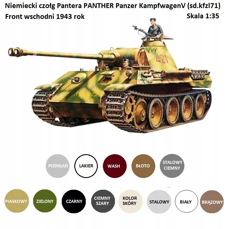  Modelis cisterna pantera tank panther type g + akrila krāsas modeļiem. aksesuāri