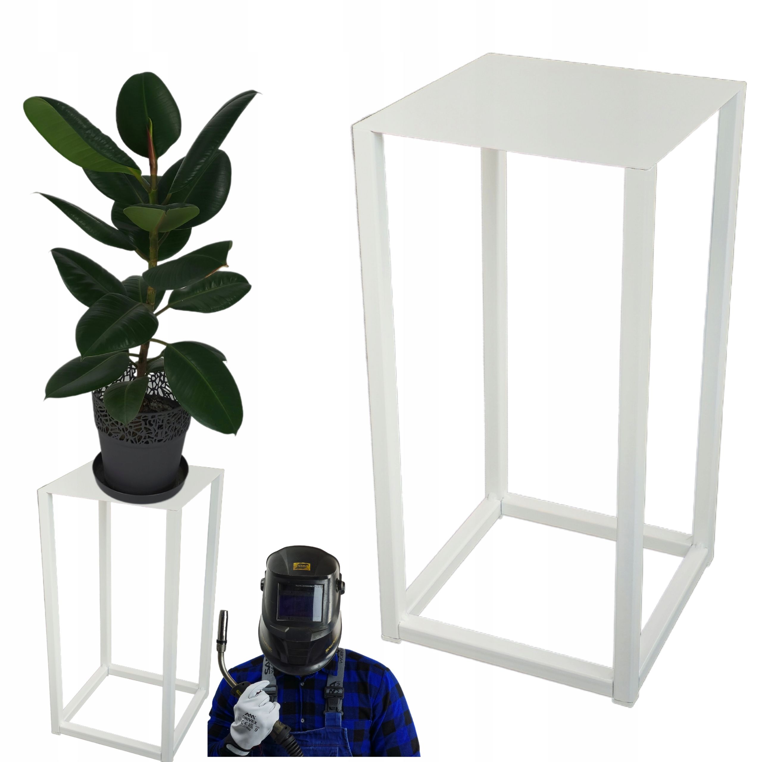  Metal stand for flowers white 80cm wooden platform flower stand standing loft style