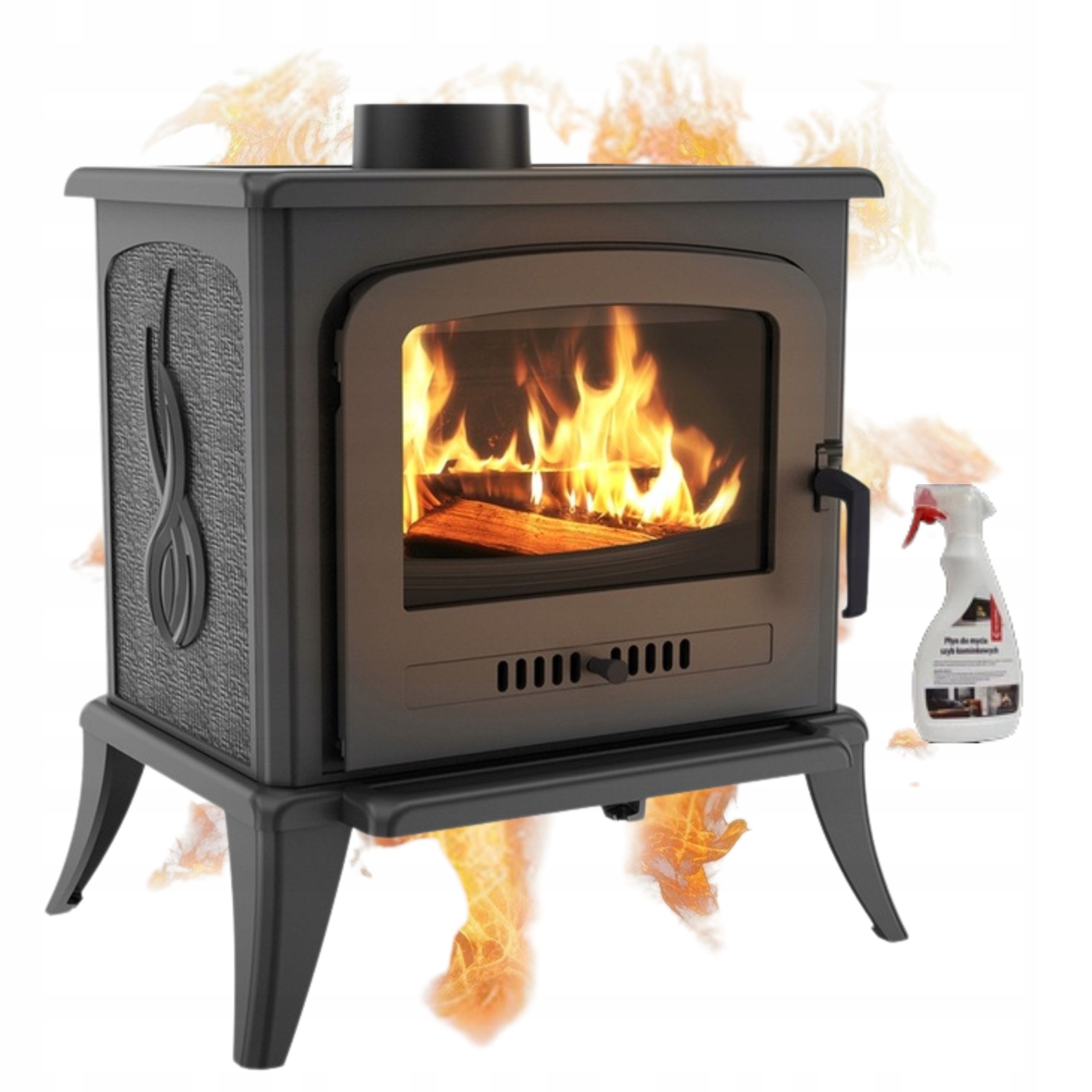  Čuguna krāsns kaza k6 brīvi stāvošs kamīns 8 kw fi 150 krāsns eco uz koksne