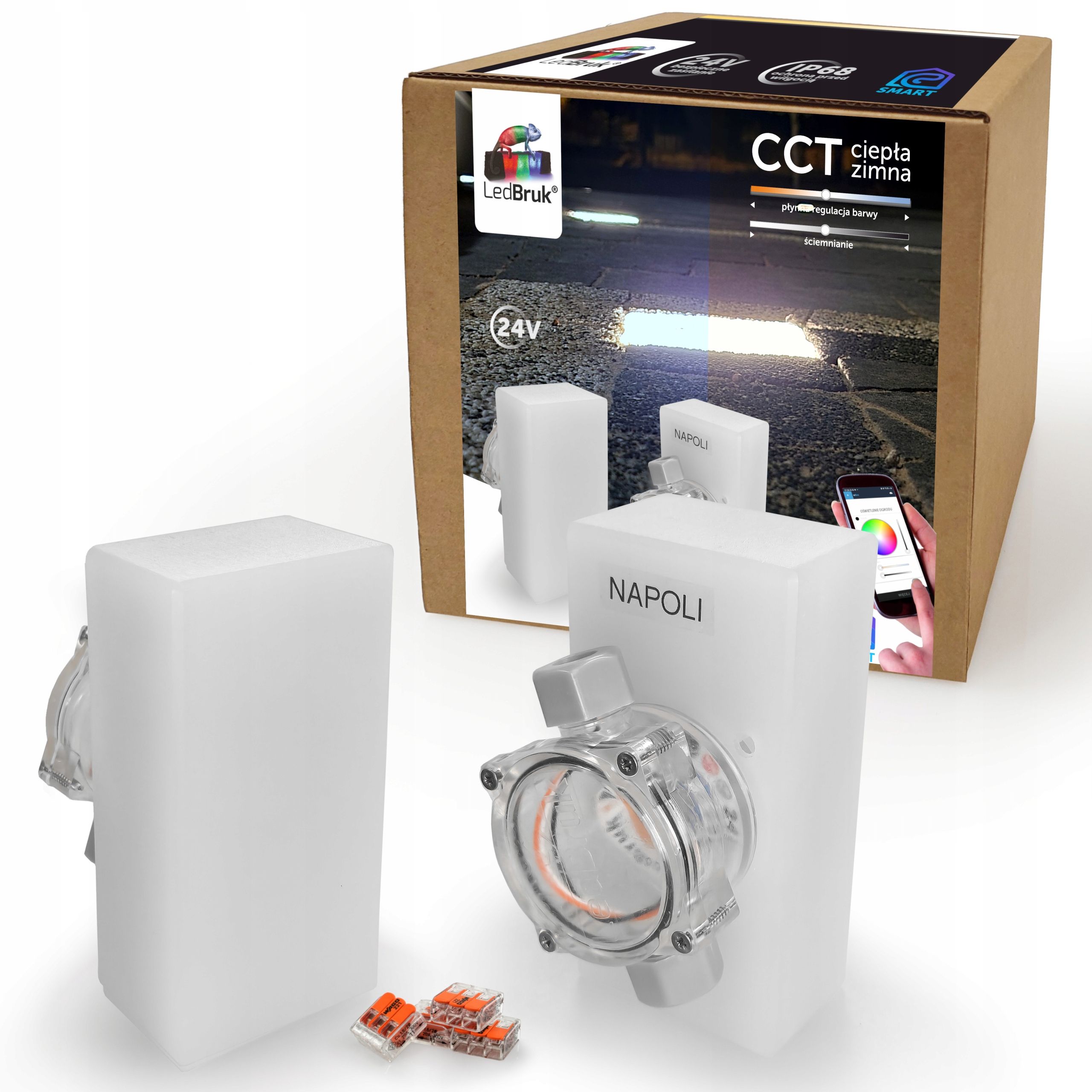  Šviečiančios trinkelės led apšvietimas į polbruk commix 20x10 rgb + cct