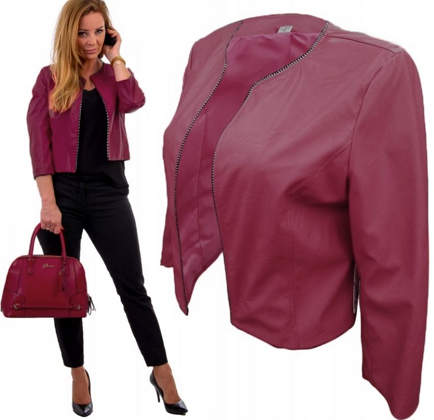  Bolero öko-leder jacke beige mit futter polnisches produkt größe 36