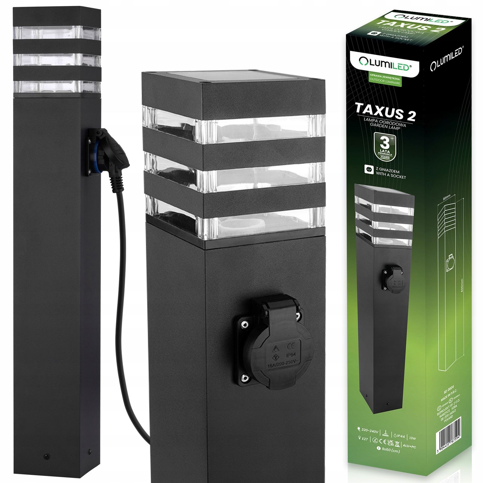 Led-lampe garten äußerlich im bau 80 cm 10w 700lm spalte 4000k schwarz