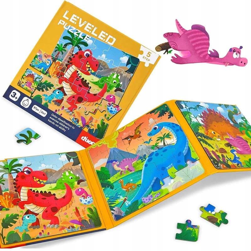  Magnetické puzzle úroveň 5 dinosauři trex vzdělávací puzzle