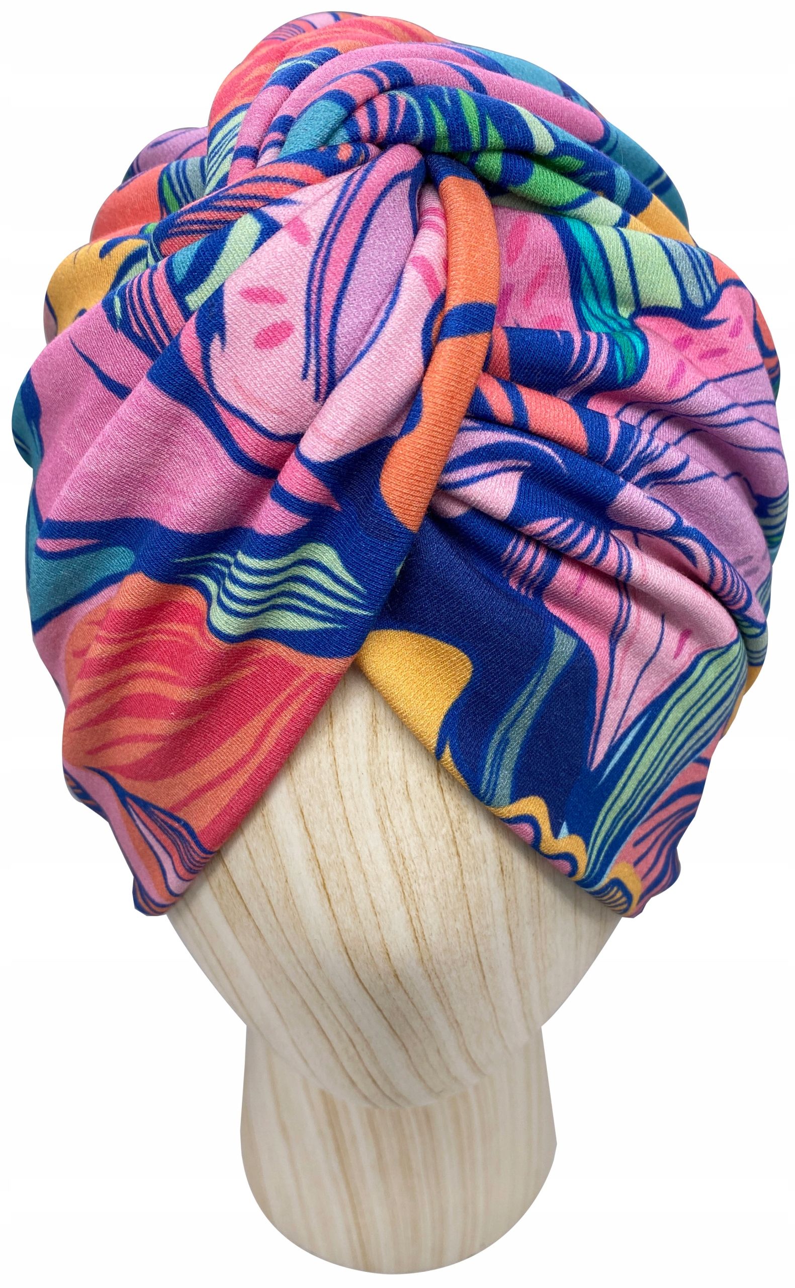  Mütze turban twist jersey baumwolle green lines onkologie