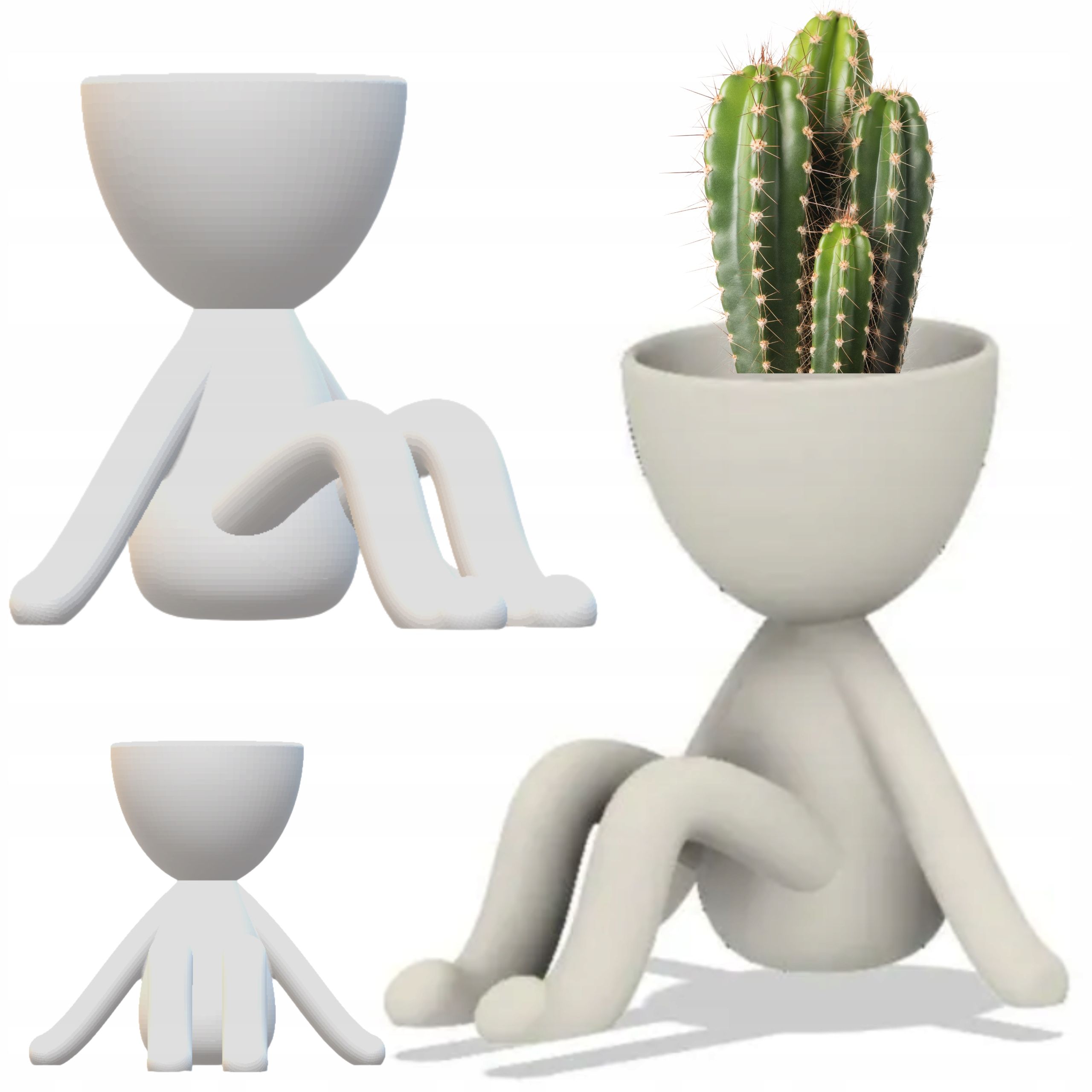 Flowerpot flowerpot soup kitchen for flowers little man creature for the desk white protection