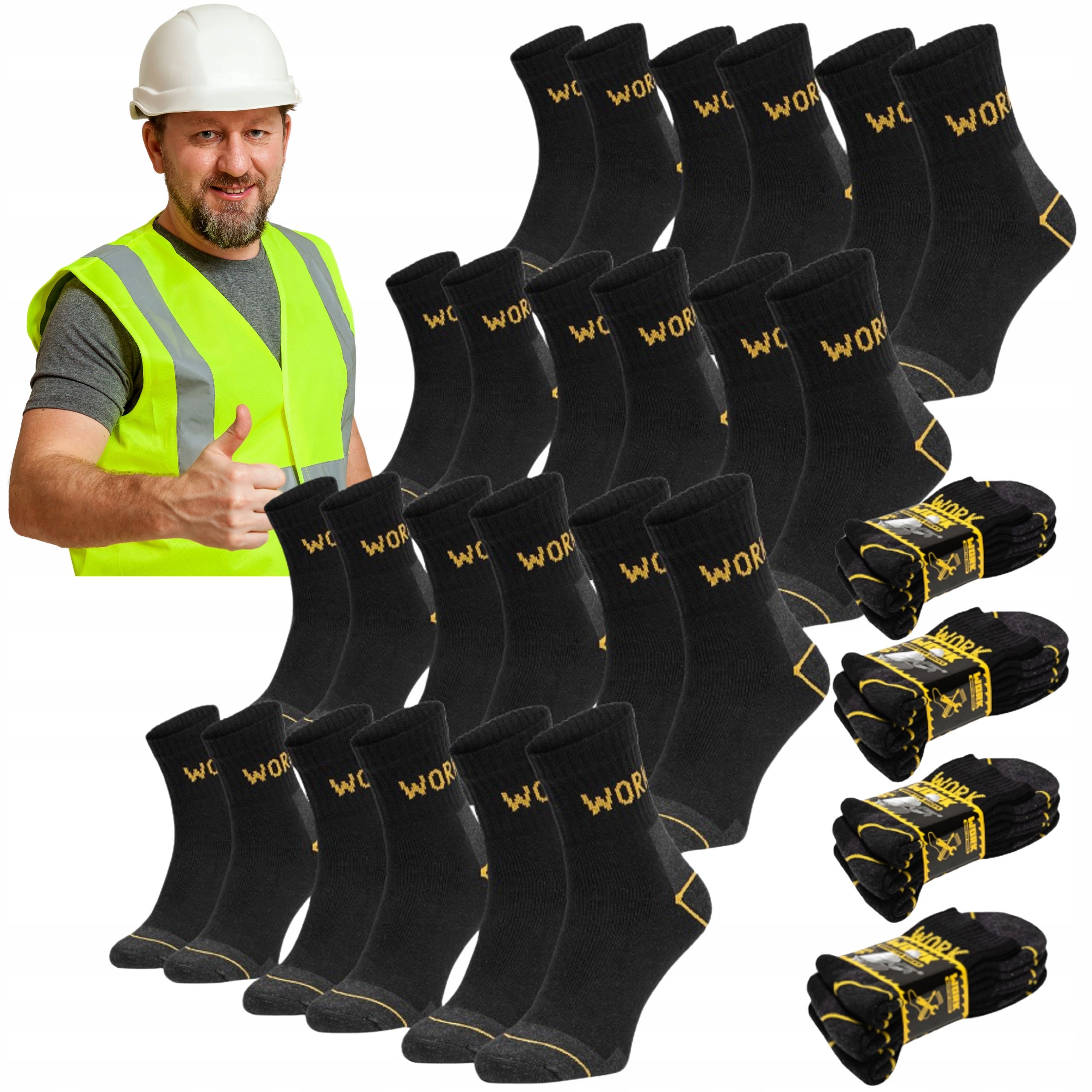  Pracovní ponožky work quarter 39/42 odolný odolný ponožky bhp 6 páry