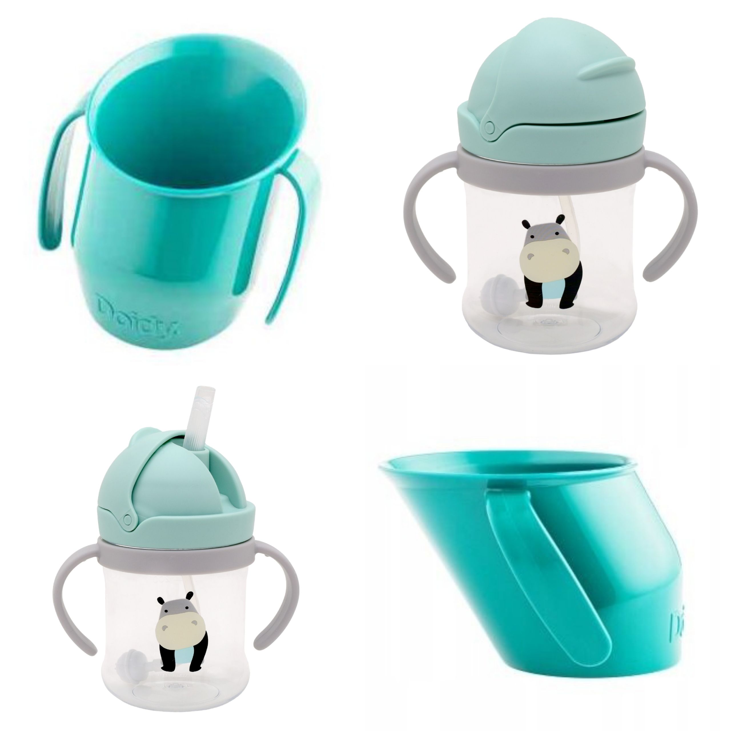  Komplektas mokymuisi gerti neišsiliejantis puodelis su svareliu + taurė doidy cup