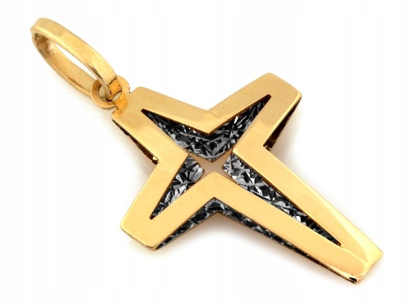  Prívesok elegantný zlatý 585 14k kríž bez kameňov váhy 1.48g za darček