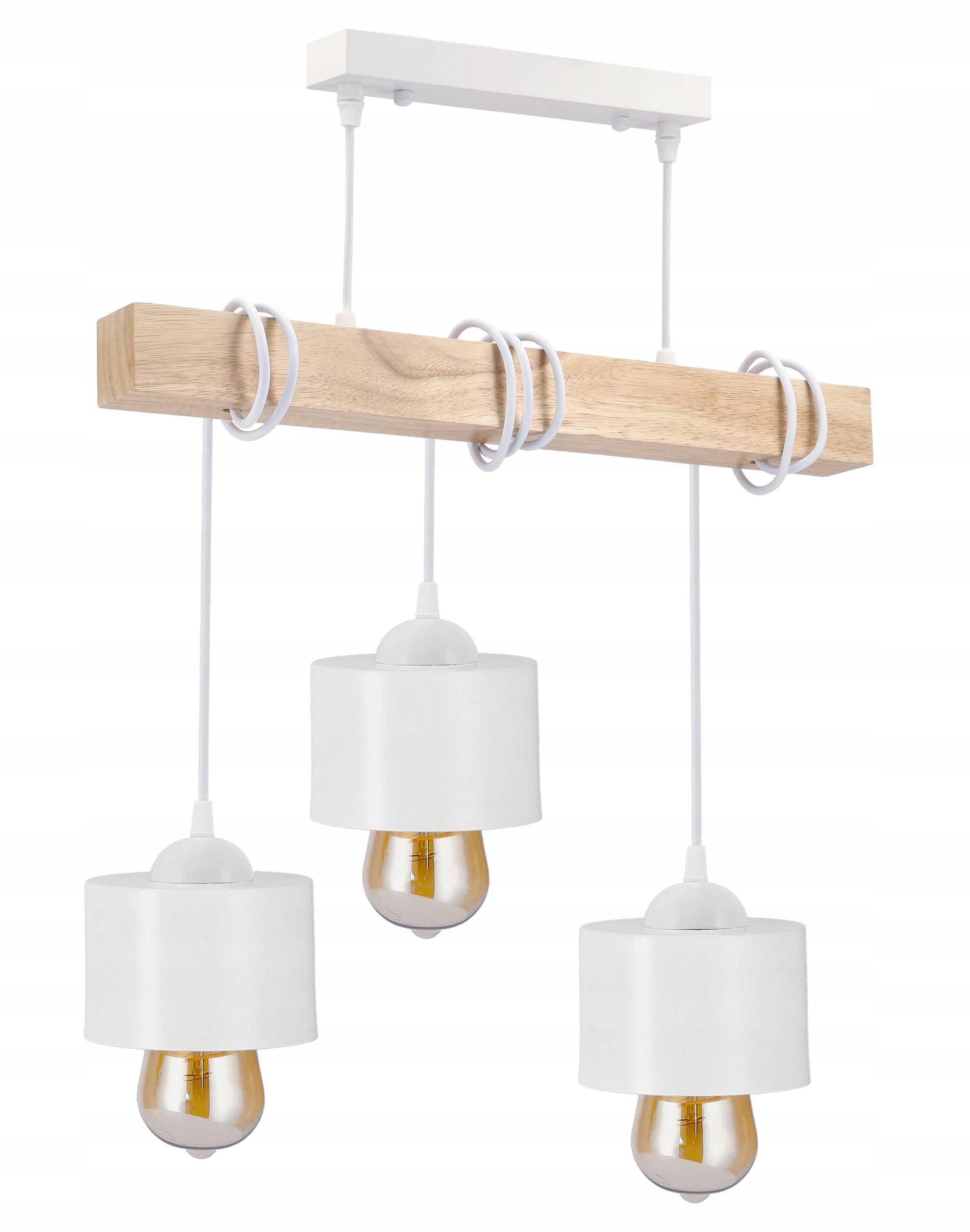  Stropné svietidlo visiace led drevený biala 3xe27 lampa amber jantár