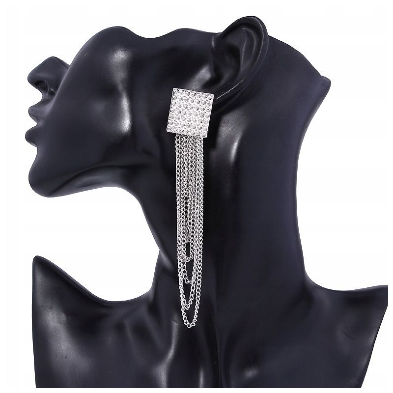  Ohrstecker farbe silber lang quasten diamanten bälle elegant 125mm