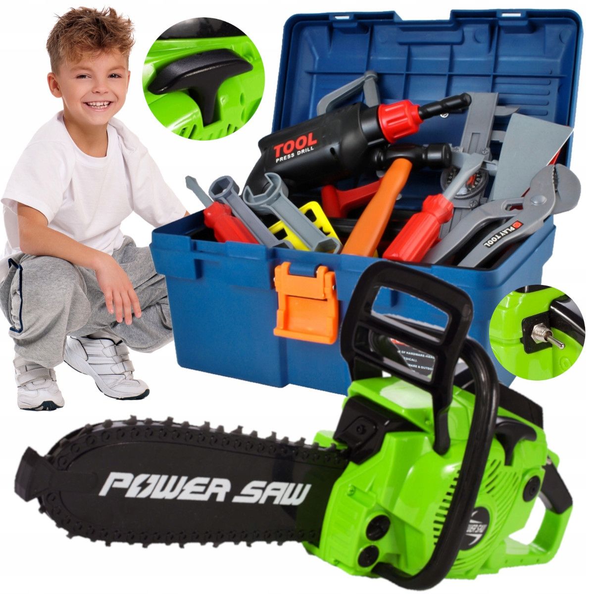  Krabice pro nářadí + motorová pila pro děti master&#39;s set xxl