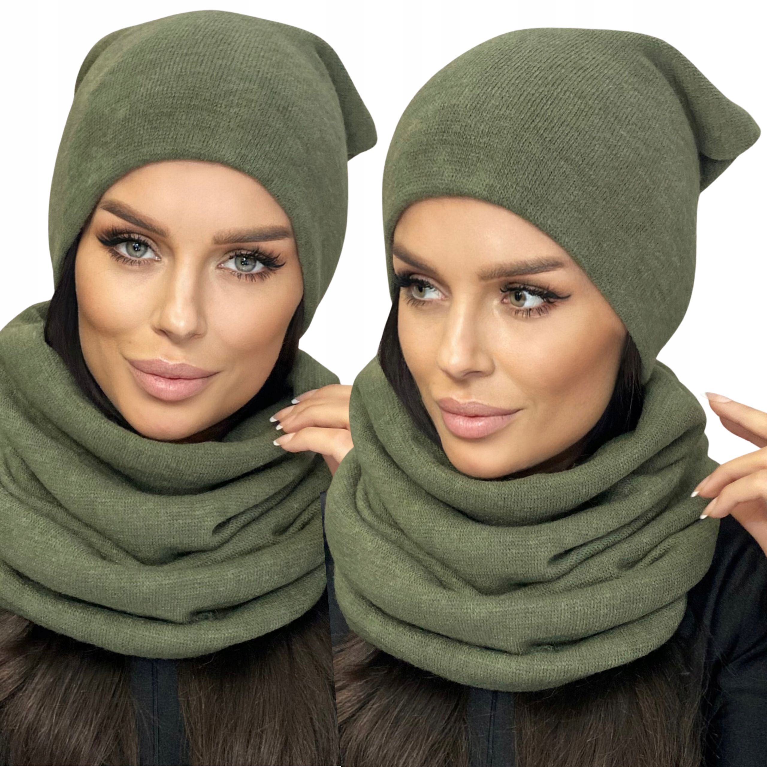  Garnitur feminin mütze beanie schornstein golf tuba großes set warm beeren