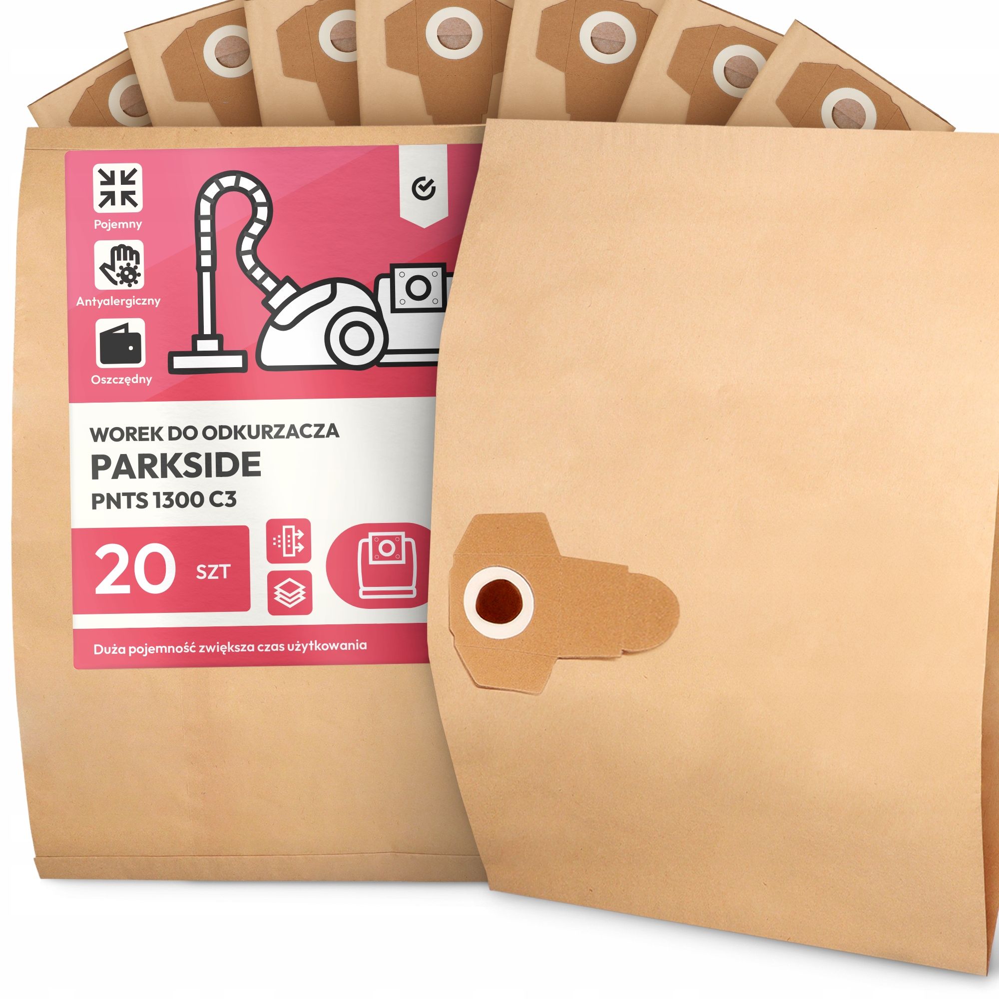  Bag for a vacuum cleaner parkside pnts 1300 c3 paper two-layer bag 2a 2a