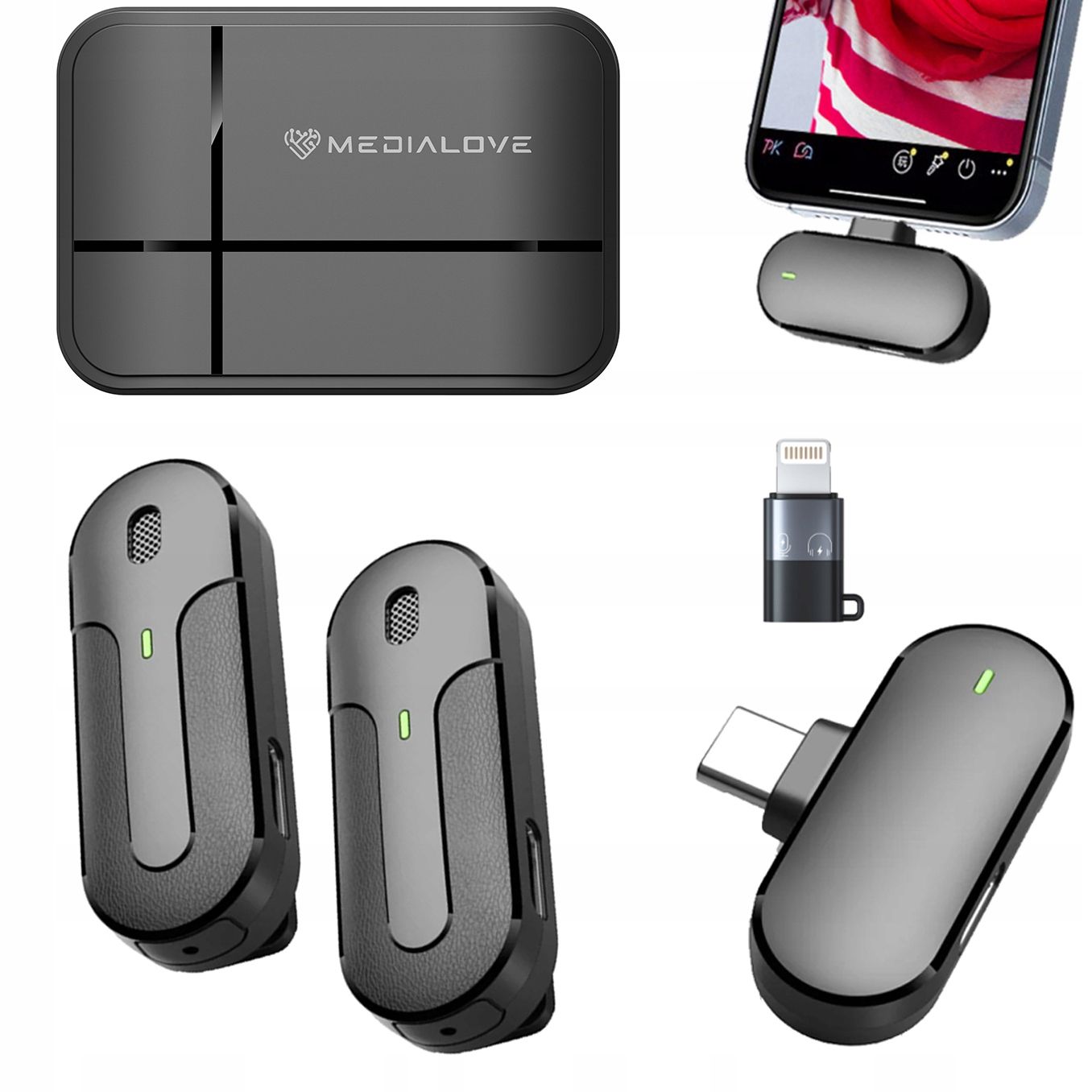  Bezdrátový mikrofony prostorný vazby usb-c android iphone magnet