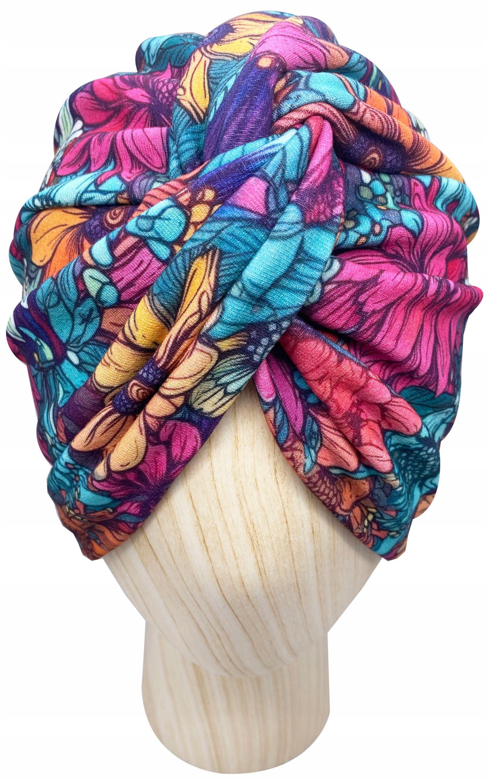  Mütze turban twist jersey baumwolle green lines onkologie