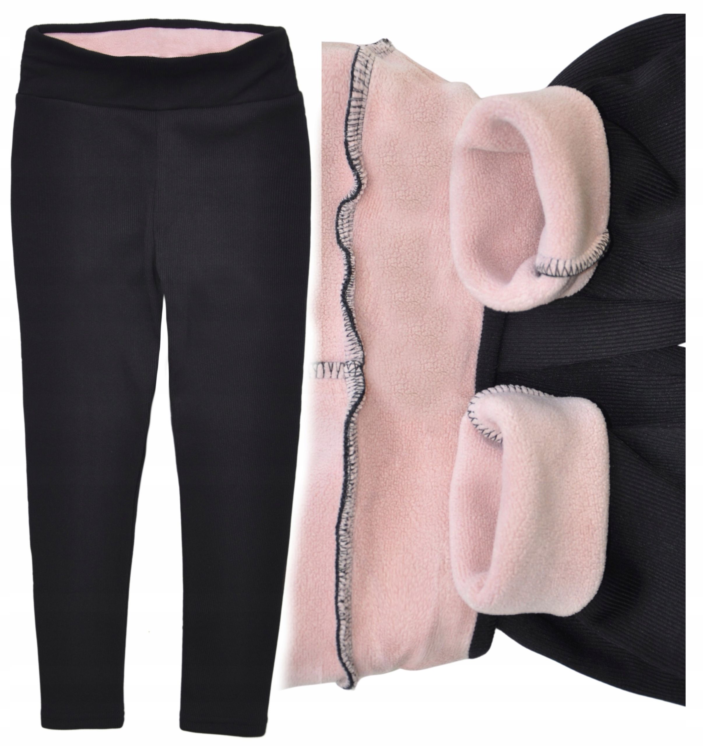  Pants leggings thick thermo black striped insulated fleece r 134/140