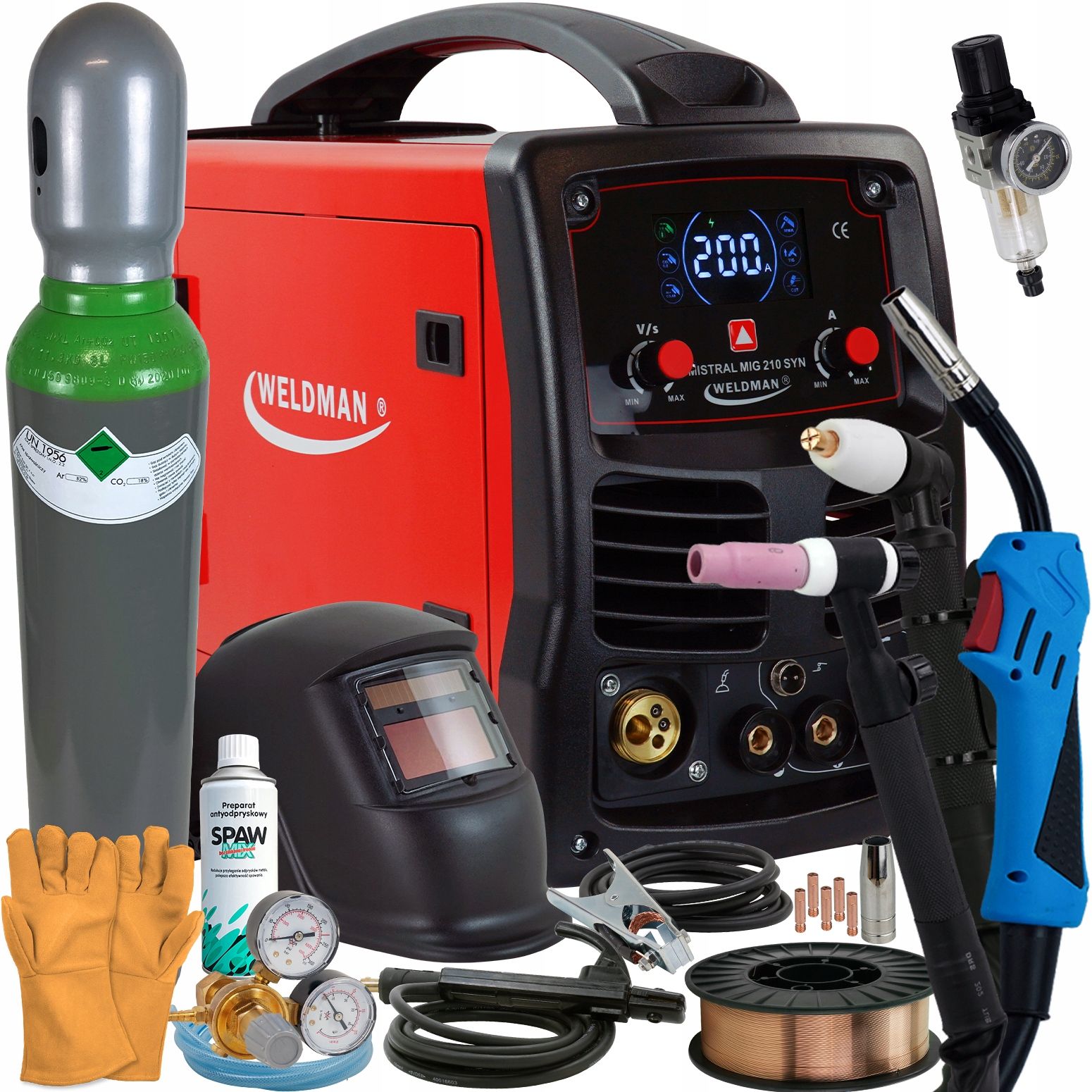  Suvirinimo aparatas mig mistral mig 200a magas tig plazma weldman sinergija igbt 230v