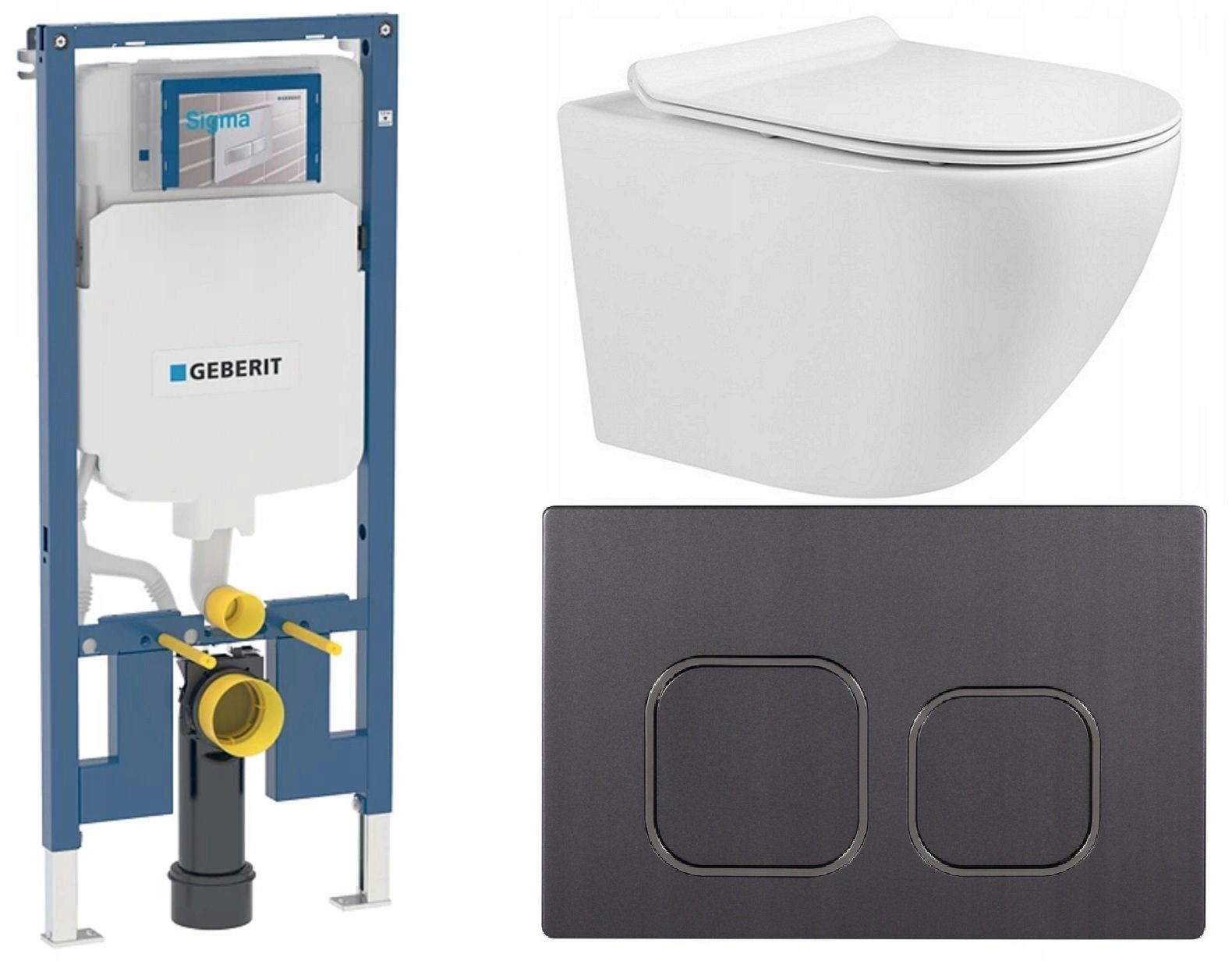  Wc rāmja komplekts geberit + atslēga + tualetes pods melns matēts + dēlis w/o+fresh