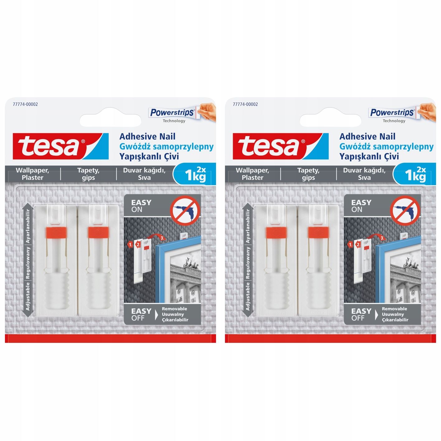  Tesa vinis lipnus paveikslams - kabliukai sieninis montavimas baltas 1kg x2