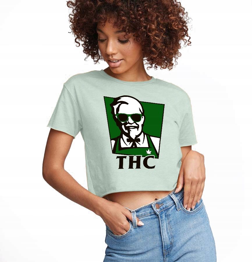  T-shirt kurz crop weiß mermaid muster - s