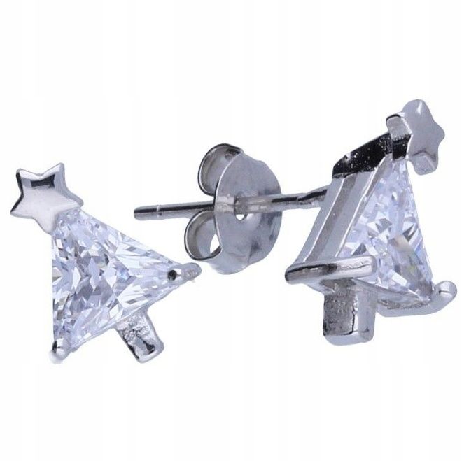  Silver earrings deer jagermeister zircons