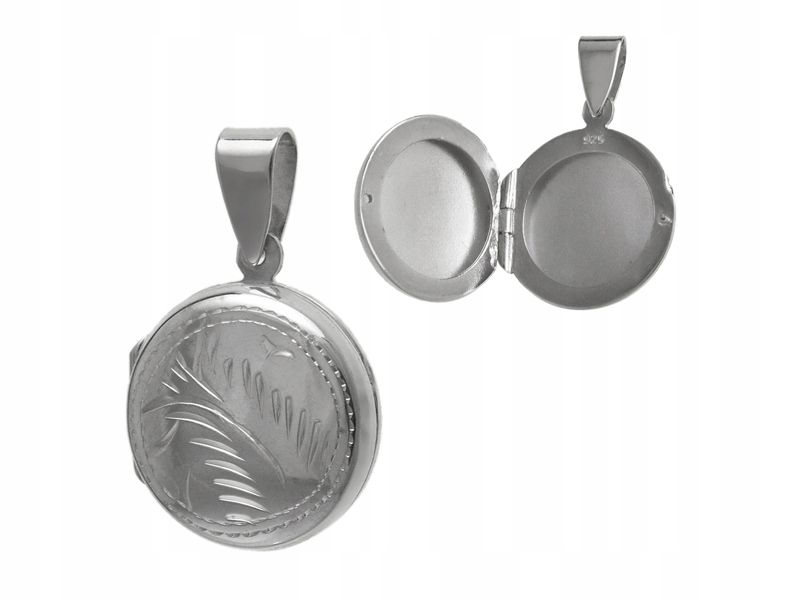  Necklace box opening pendant oval equal opening silver 925 w0251 - 3.2g.