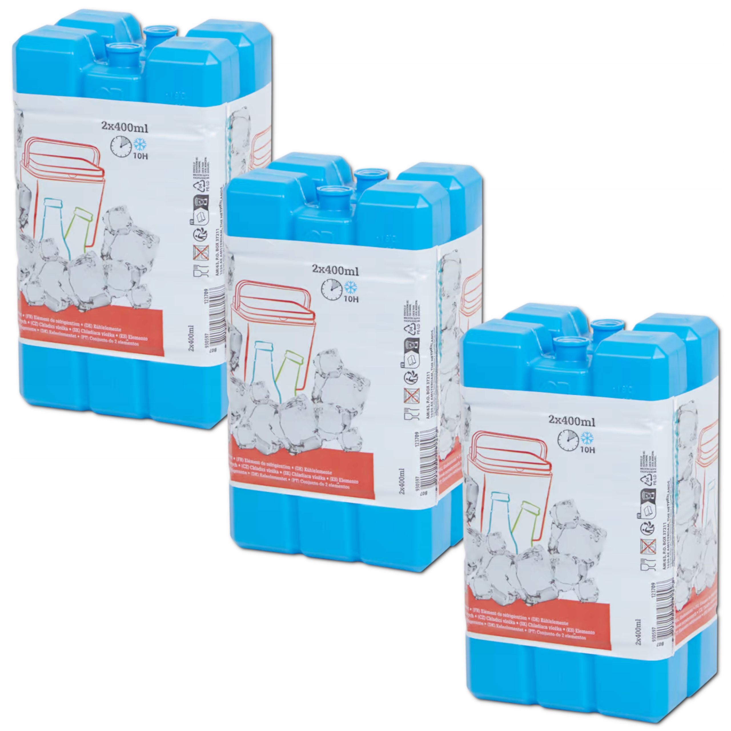  3x gefriereinsatz für einen touristenkühlschrank 600 ml 33 x 25 x 1 cm