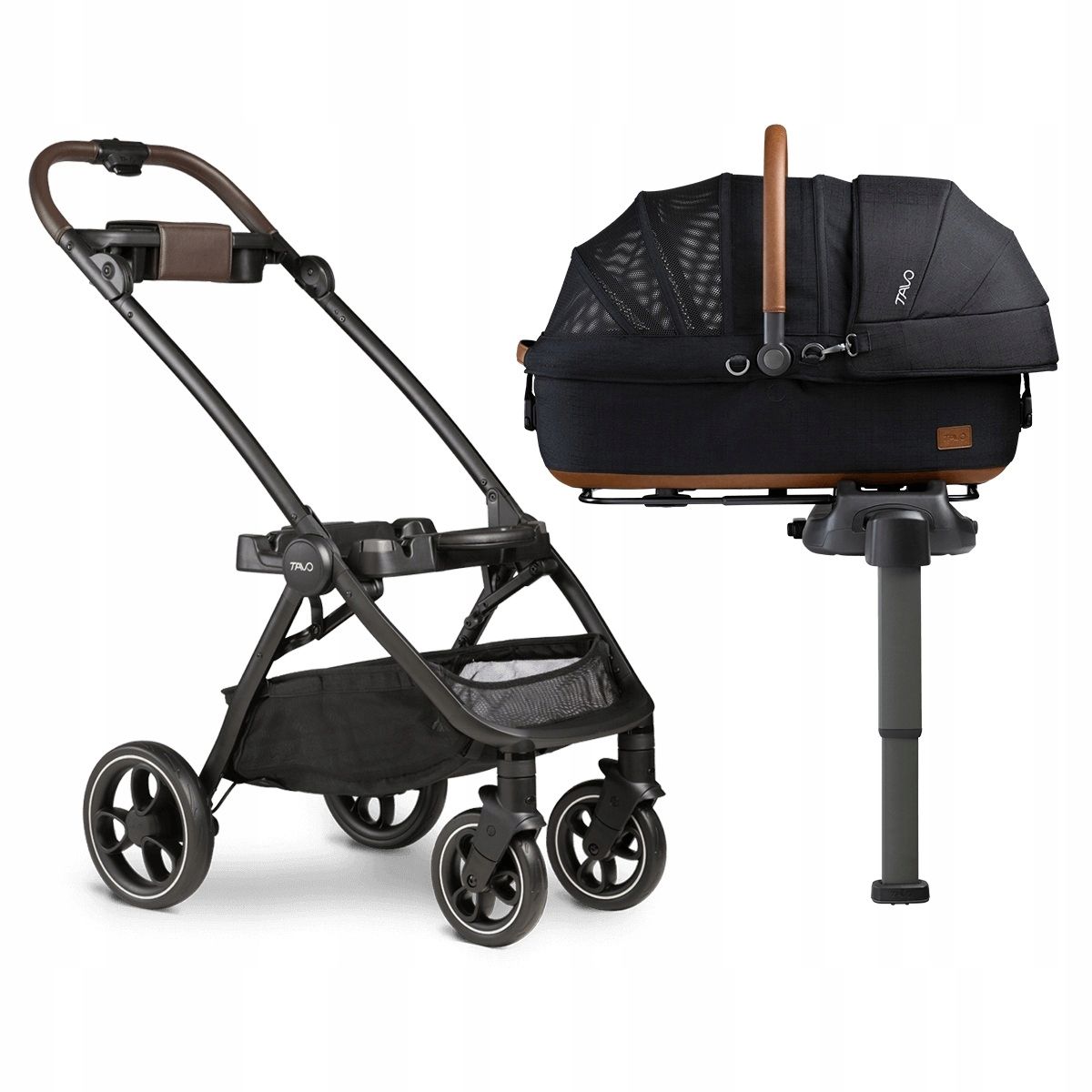  Tavo system maeve 3in1 | förderer + kinderwagen roscoe + basis isofix im auto