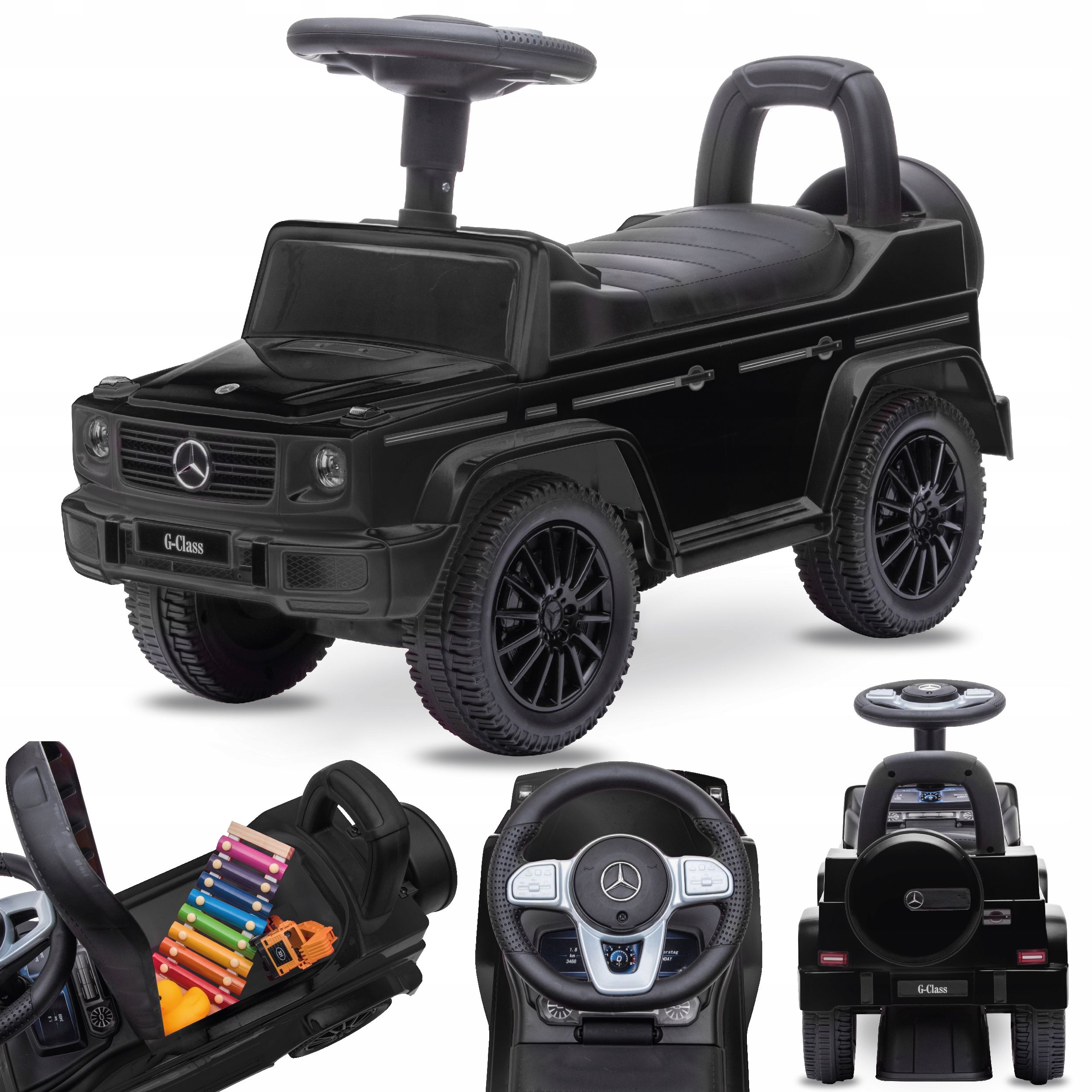  Kick scooter with push handle walker for children mercedes benz g pusher storage box sound
