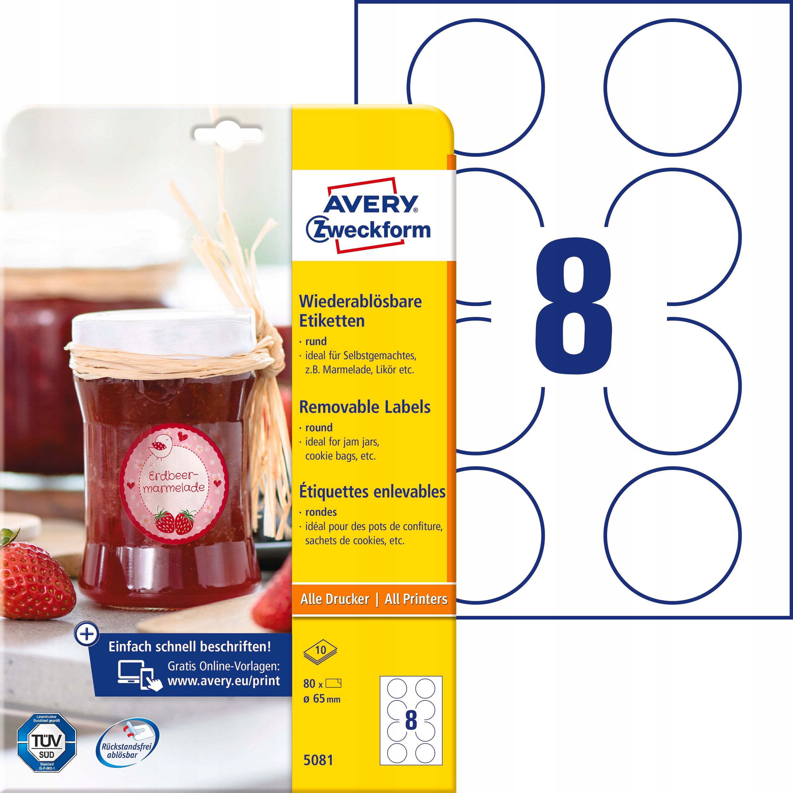 Etiķetes avery 3005riteņi punkti 18mm zils
