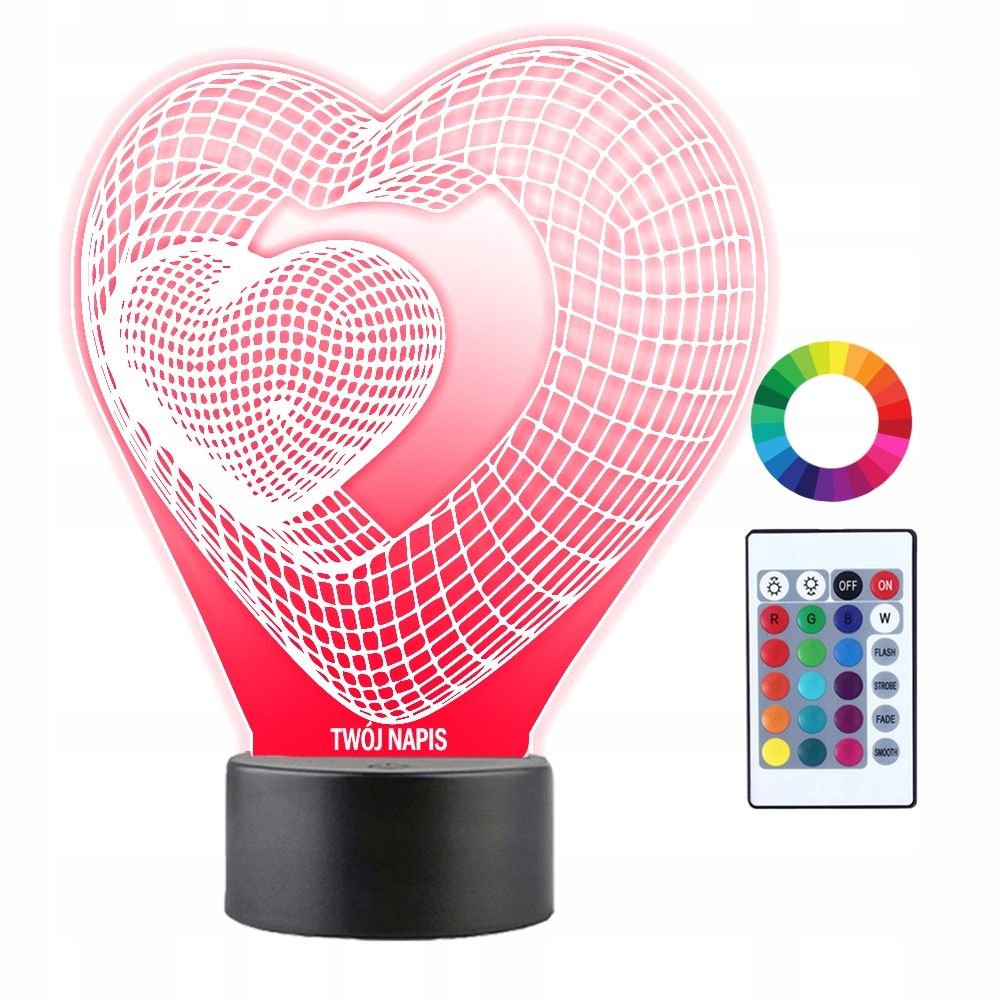  3d nakts gaisma led par dāvanu valentīna diena gravēšana