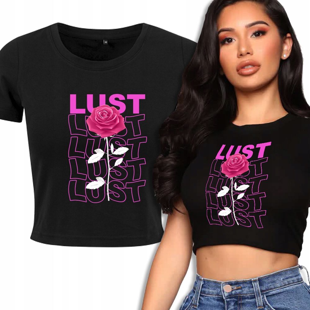  T-shirt kurz crop weiß mermaid muster - s