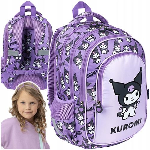  Skolas mugursoma 4 nodaļas meitenei st.majewski trusis violet kuromi