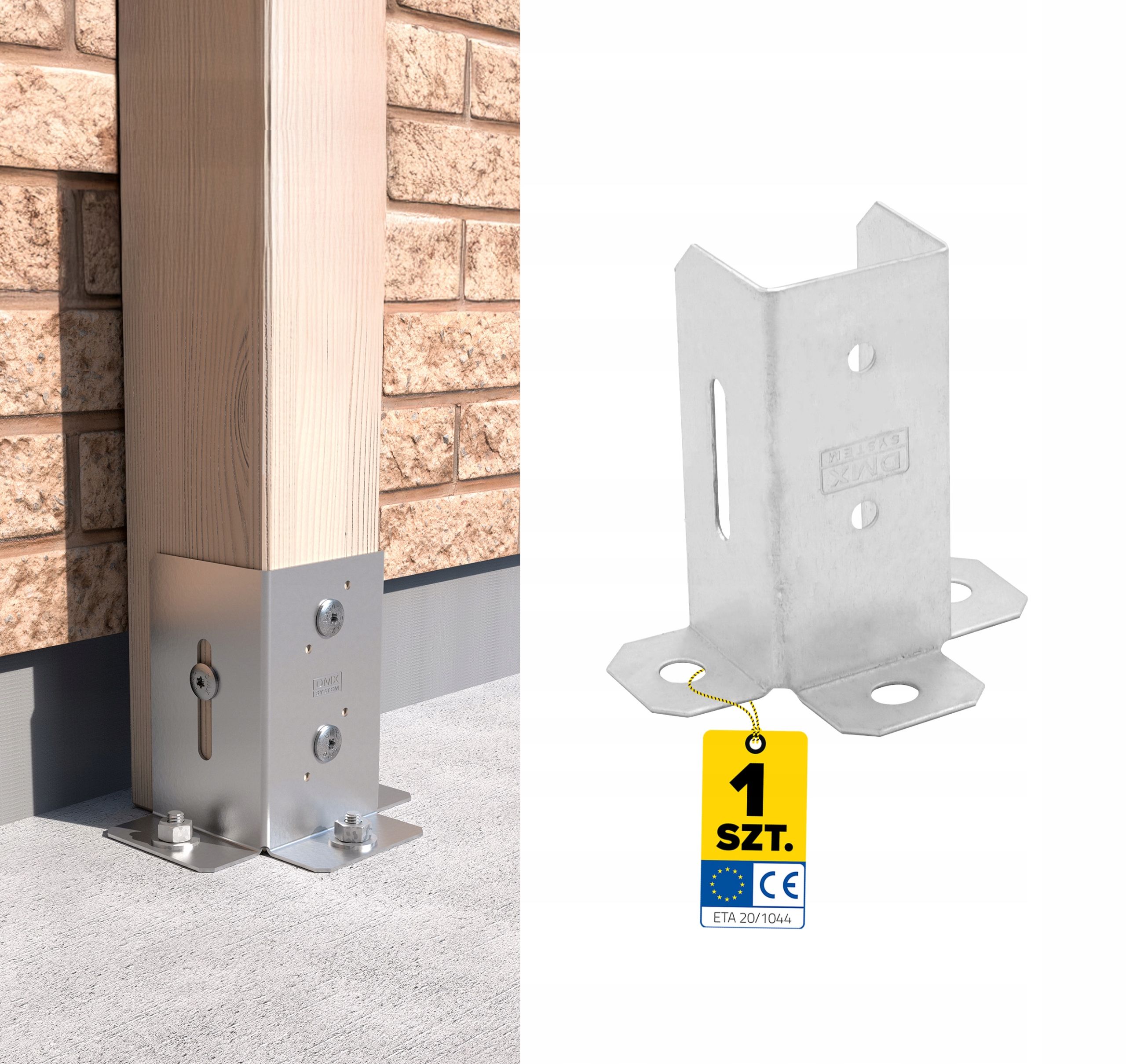  Základ držák na tyč 161x200 mm psp obdélníkový kotva do betonu oheň