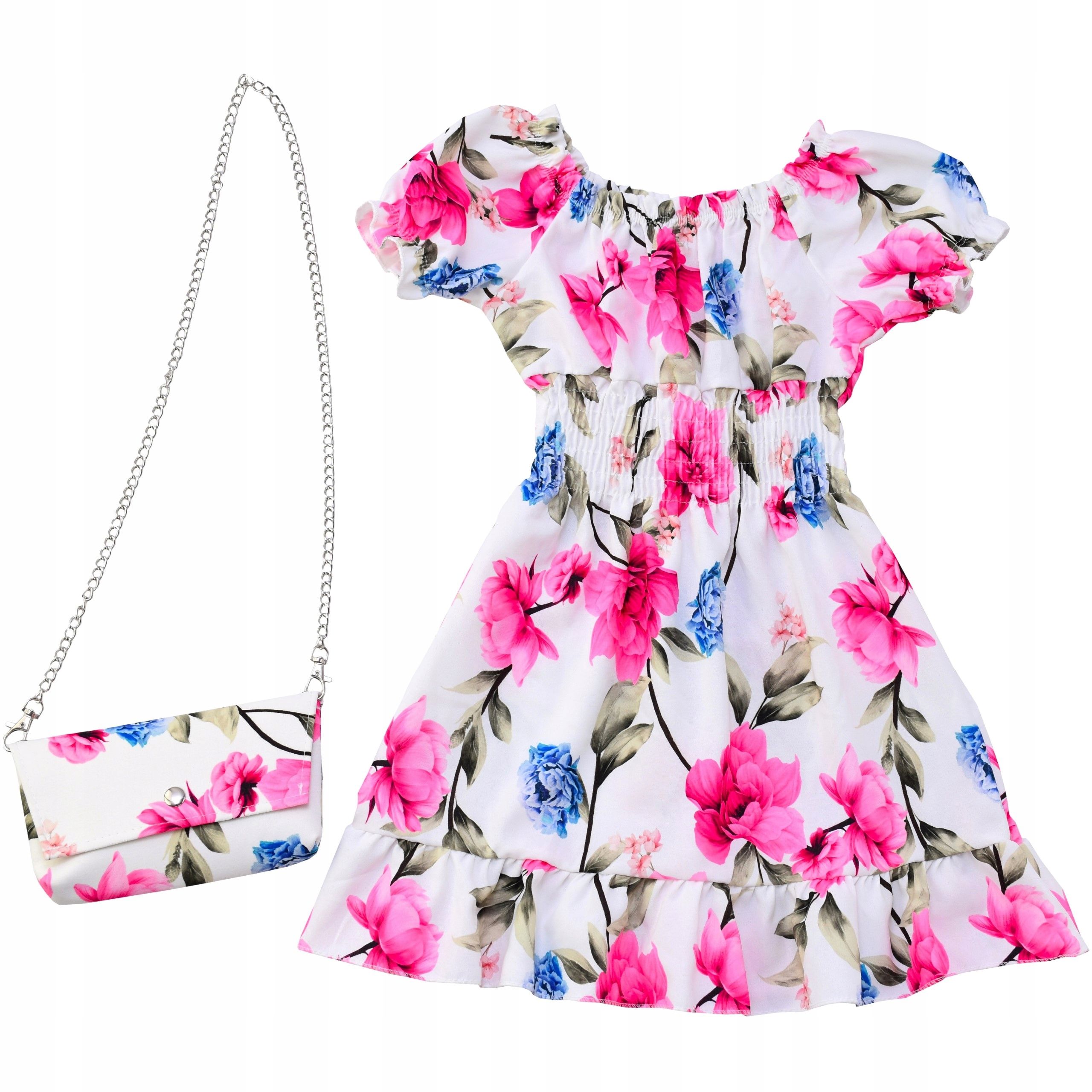  Kleid für mädchen weiß schmetterlinge handtasche jahr blumen muster für ein kind 6 y