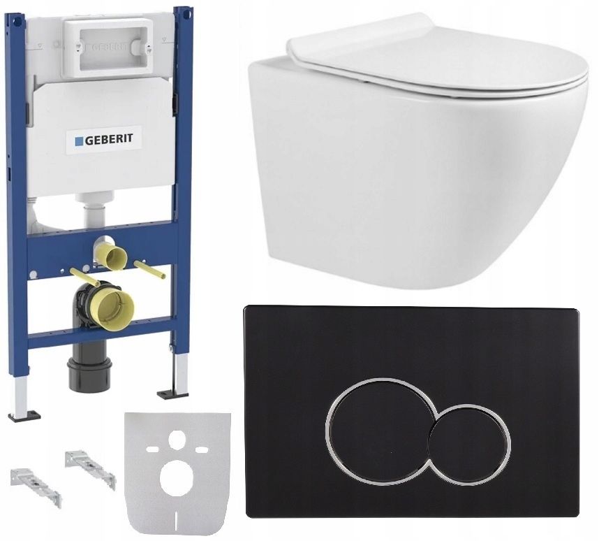  Wc rāmja komplekts geberit + atslēga + tualetes pods melns matēts + dēlis w/o+fresh